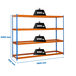 Étagère charge moyenne 500 à 600kg - 2000x1800x900 - 4 niveaux Bleu/Orange - SIMON RACK - 8435104950630