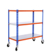 Rayonnage mobile métallique léger sans vis 975x800x500 - 3 niveaux Bleu/Orange/Galvanisé - SIMON RACK - 8435104953075