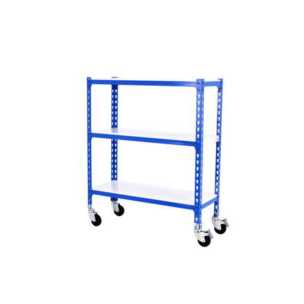 Rayonnage mobile métallique léger sans vis 975x1000x500 - 3 niveaux Bleu/Blanc - SIMON RACK - 8435104953143