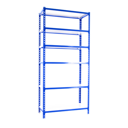 Rayonnage métallique léger sans vis 2500x800x400 - 6 niveaux Bleu/Blanc - SIMON RACK - 8435104953860