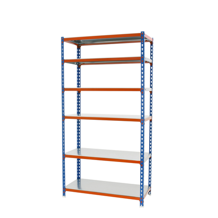 Rayonnage métallique léger sans vis 2500x900x400 - 6 niveaux Bleu/Orange - SIMON RACK - 8435104953914