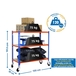 Rayonnage mobile bois-métal léger sans vis 975x1000x300 - 3 niveaux Bleu/Orange/Bois - SIMON RACK - 8435104954287