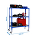 Rayonnage mobile bois-métal léger sans vis 975x1100x300 - 3 niveaux Bleu/Bois - SIMON RACK - 8435104954317