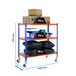 Rayonnage mobile bois-métal léger sans vis 975x1100x400 - 3 niveaux Bleu/Orange - SIMON RACK - 8435104954485