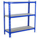 Rayonnage bois-métal léger sans vis 900x1000x300 - 3 niveaux Bleu/Bois - SIMON RACK - 8435104954751
