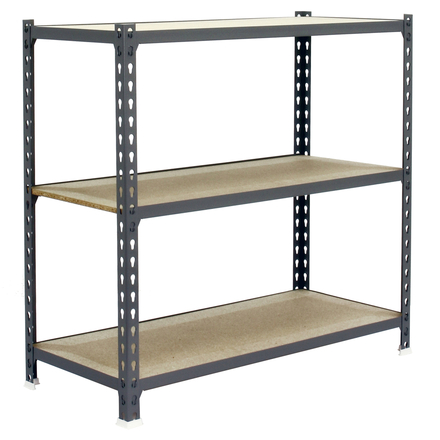 Rayonnage bois-métal léger sans vis 900x800x400 - 3 niveaux Gris/Bois - SIMON RACK - 8435104954829