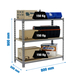Rayonnage bois-métal léger sans vis 900x800x500 - 3 niveaux Gris/Bois - SIMON RACK - 8435104954980