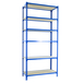 Rayonnage bois-métal léger sans vis 2500x800x400 - 6 niveaux Bleu/Bois - SIMON RACK - 8435104955314