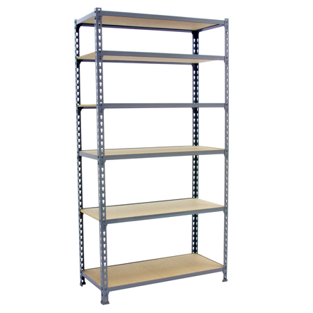 Rayonnage bois-métal léger sans vis 2500x900x400 - 6 niveaux Gris/Bois - SIMON RACK - 8435104955345