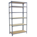Rayonnage bois-métal léger sans vis 2500x900x400 - 6 niveaux Gris/Bois - SIMON RACK - 8435104955345