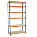 Rayonnage bois-métal léger sans vis 2500x900x500 - 6 niveaux Bleu/Orange/Bois - SIMON RACK - 8435104955529