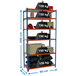 Rayonnage bois-métal léger sans vis 2500x900x500 - 6 niveaux Bleu/Orange/Bois - SIMON RACK - 8435104955529