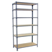 Rayonnage bois-métal léger sans vis 2500x1100x500 - 6 niveaux Gris/Bois - SIMON RACK - 8435104955581