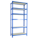 Rayonnage bois-métal léger sans vis 2500x1100x500 - 6 niveaux Bleu/Bois - SIMON RACK - 8435104955598