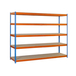 Étagère charge moyenne 500 à 600kg - 3000x1500x600 - 5 niveaux Bleu/Orange/Bois - SIMON RACK - 8435104956960