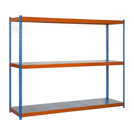 Étagère charge moyenne 500 à 600kg - 1500x1200x600 - 3 niveaux Bleu/Orange/Galvanisé - SIMON RACK - 8435104957189