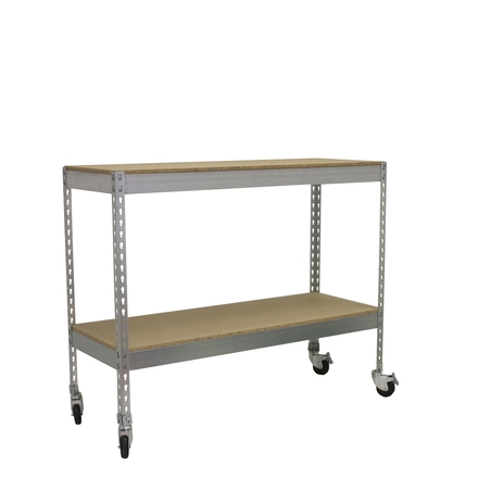 Étagère mobile charge moyenne 75kg - 975x1500x750 - 2 niveaux Bois - SIMON RACK - 8435104957431