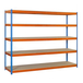 Étagère mobile charge moyenne 400kg - 3000x1200x600 - 5 niveaux Bleu/Orange/Bois - SIMON RACK - 8435104957981