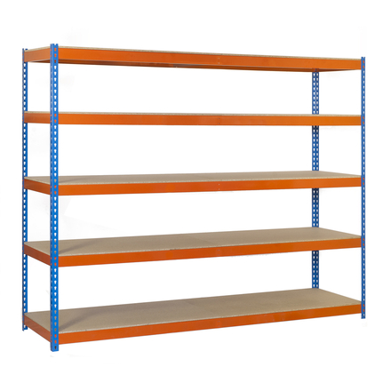 Étagère mobile charge moyenne 400kg - 3000x1500x750 - 5 niveaux Bleu/Orange/Bois - SIMON RACK - 8435104958049