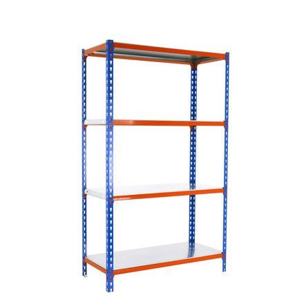 Rayonnage métallique léger sans vis 1500x900x300 - 4 niveaux Bleu/Orange - SIMON RACK - 8435104960424