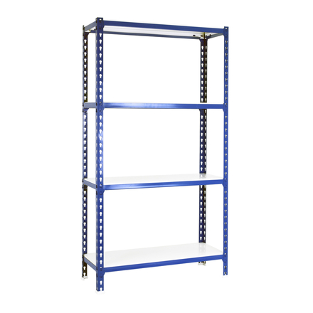Rayonnage métallique léger sans vis 1500x1100x500 - 4 niveaux Bleu/Blanc - SIMON RACK - 8435104960813