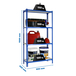 Rayonnage bois-métal léger sans vis 1500x900x400 - 4 niveaux Bleu/Bois - SIMON RACK - 8435104961063