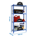 Rayonnage bois-métal léger sans vis 1500x1100x400 - 4 niveaux Bleu/Bois - SIMON RACK - 8435104961148