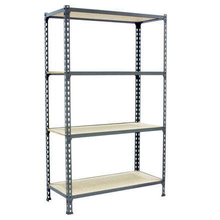 Rayonnage bois-métal léger sans vis 1500x800x500 - 4 niveaux Gris/Bois - SIMON RACK - 8435104961179