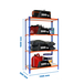 Rayonnage bois-métal léger sans vis 1500x1100x500 - 4 niveaux Bleu/Orange/Bois - SIMON RACK - 8435104961315