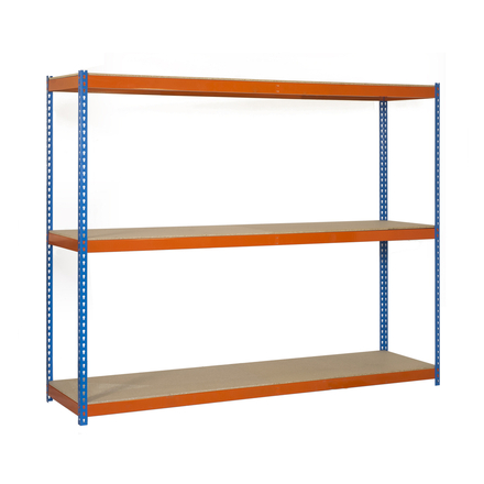 Étagère mobile charge moyenne 400kg - 1500x1200x450 - 3 niveaux Bleu/Orange/Bois - SIMON RACK - 8435104961490