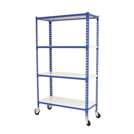Rayonnage mobile métallique léger sans vis 1575x1000x300 - 4 niveaux Bleu/Blanc - SIMON RACK - 8435104962923