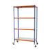 Rayonnage mobile métallique léger sans vis 1575x900x500 - 4 niveaux Bleu/Orange - SIMON RACK - 8435104963210