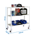Rayonnage mobile bois-métal léger sans vis 975x1100x500 - 3 niveaux Blanc/Bois - SIMON RACK - 8435104974827