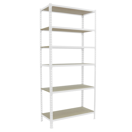 Rayonnage bois-métal léger sans vis 2500x1000x400 - 6 niveaux Blanc/Bois - SIMON RACK - 8435104975251