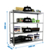 Étagère charge moyenne 500 à 600kg - 2000x2400x450 - 4 niveaux Gris - SIMON RACK - 8435104975862