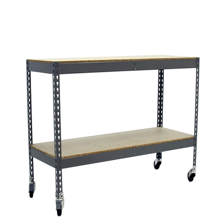 Étagère mobile charge moyenne 75kg - 975x1200x450 - 2 niveaux Gris/Bois - SIMON RACK - 8435104976432