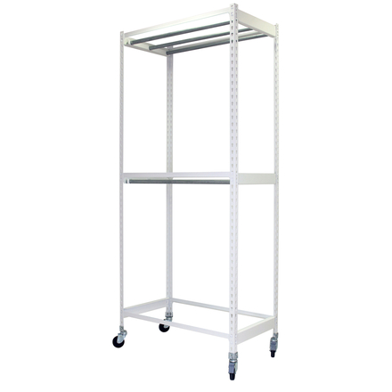 Rayonnage pour vêtements 3075x900x750 - 2 niveaux Blanc - SIMON RACK - 8435104978665