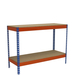 Kit établi Basic - 900x1500x600 - 2 niveaux Bleu/Orange/Bois - SIMON RACK - 8435104983577