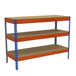 Kit établi Basic - 900x2100x450 - 3 niveaux Bleu/Orange/Bois - SIMON RACK - 8435104983713