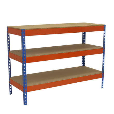 Kit établi Basic - 900x1500x900 - 3 niveaux Bleu/Orange/Bois - SIMON RACK - 8435104983812