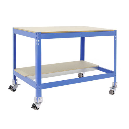 Kit établi mobile Bricolage - 917x1510x760 - 2 niveaux Bleu/Bois - SIMON RACK - 8435104984444