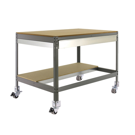 Kit établi mobile Bricolage - 917x910x610 - 2 niveaux Gris/Bois - SIMON RACK - 8435104984451