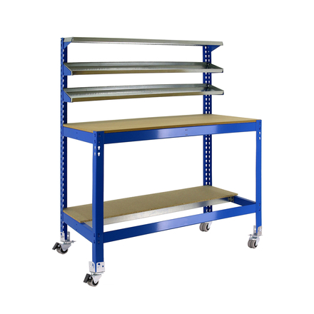 Kit établi mobile Bricolage - 1520x1210x610 - 5 niveaux Bleu/Bois - SIMON RACK - 8435104984635