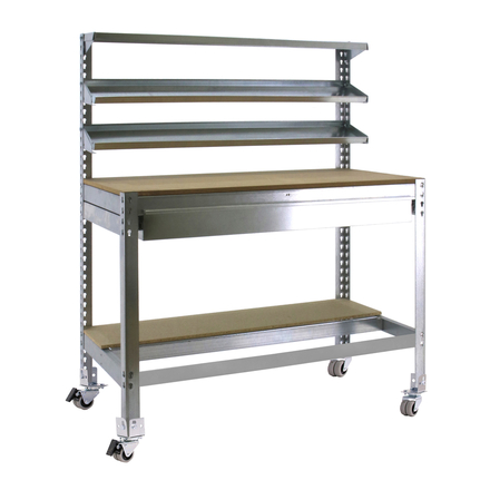 Kit établi mobile Bricolage - 1520x1210x610 - 5 niveaux Gris/Bois - SIMON RACK - 8435104984703