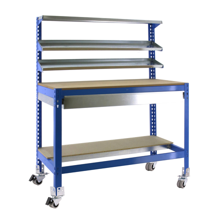 Kit établi mobile Bricolage - 1520x1210x610 - 5 niveaux Bleu/Bois - SIMON RACK - 8435104984727