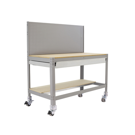 Kit établi mobile Bricolage - 1520x910x610 - 2 niveaux Gris/Bois - SIMON RACK - 8435104984857