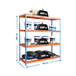Étagère mobile charge moyenne 400kg - 2500x1800x600 - 4 niveaux Bleu/Orange - SIMON RACK - 8435104989982