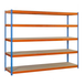 Étagère charge moyenne 500 à 600kg - 2000x2400x750 - 5 niveaux Bleu/Orange/Bois - SIMON RACK - 8435104990711