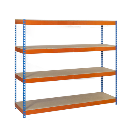Étagère mobile charge moyenne 400kg - 2000x1500x750 - 4 niveaux Bleu/Orange/Bois - SIMON RACK - 8435104991411