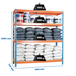 Étagère mobile charge moyenne 400kg - 2000x1500x750 - 4 niveaux Bleu/Orange/Bois - SIMON RACK - 8435104991411